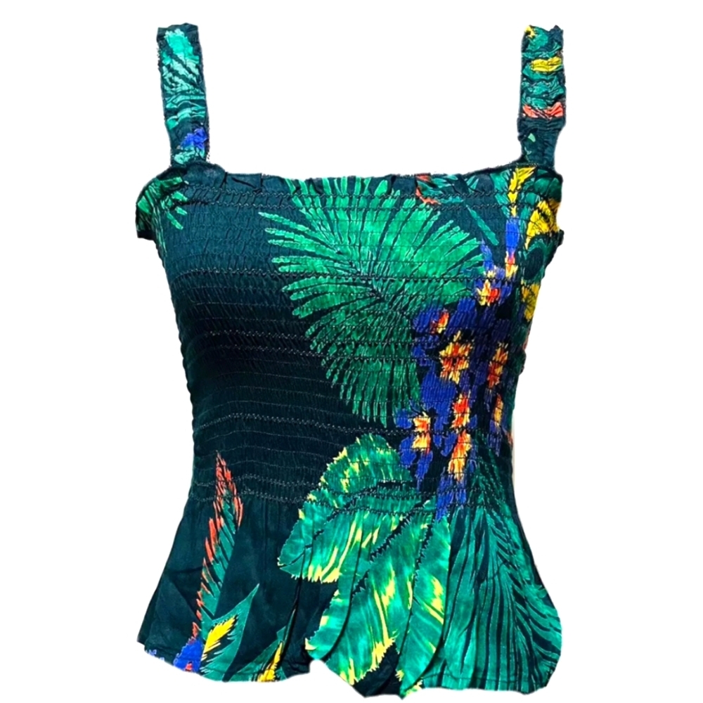 Patrons of Peace Black Floral Leaf Tube Top Crop Women’s Size XS NEW